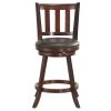 2 Pieces 360 Degree Swivel Wooden Counter Bar Stool Set