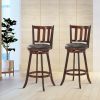 2 Pieces 360 Degree Swivel Wooden Counter Bar Stool Set