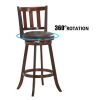 2 Pieces 360 Degree Swivel Wooden Counter Bar Stool Set