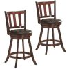 2 Pieces 360 Degree Swivel Wooden Counter Bar Stool Set