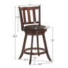 2 Pieces 360 Degree Swivel Wooden Counter Bar Stool Set