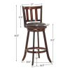 2 Pieces 360 Degree Swivel Wooden Counter Bar Stool Set