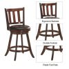 2 Pieces 360 Degree Swivel Wooden Counter Bar Stool Set