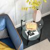 2-layer Tempered Glass End Stand;  Round Coffee Table