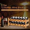 Kitchen Natural Bamboo Wine Rack Display Storage Shelf