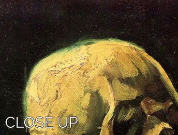 Skull With Burning Cigarette By Van Gogh 3 Split Panel Canvas Print (Type: Premium Framed Canvas Print (Split-Panel), size: Medium (48" x 32" Total))