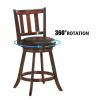 2 Pieces 360 Degree Swivel Wooden Counter Bar Stool Set