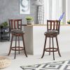 2 Pieces 360 Degree Swivel Wooden Counter Bar Stool Set