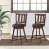 2 Pieces 360 Degree Swivel Wooden Counter Bar Stool Set