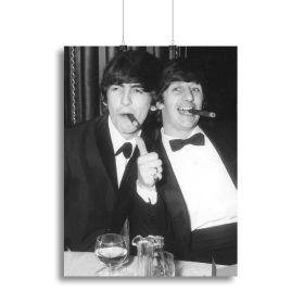 Ringo Starr And George Harrison Smoking Cigars Canvas Print Or Poster (Type: Poster Print, size: 12" x 8" / 30cm x 20cm (approx))