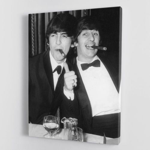 Ringo Starr And George Harrison Smoking Cigars Canvas Print Or Poster