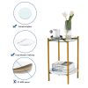 2-layer End Stand with Tempered Glass and Marble Tabletop