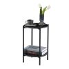 2-layer End Stand with Tempered Glass and Marble Tabletop