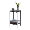 2-layer End Stand with Tempered Glass and Marble Tabletop