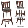 2 Pieces 360 Degree Swivel Wooden Counter Bar Stool Set