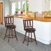 2 Pieces 360 Degree Swivel Wooden Counter Bar Stool Set