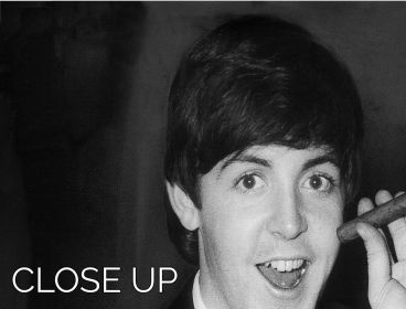 Paul McCartney with a cigar 3 Split Panel Canvas Print (Type: Premium Framed Canvas Print (Split-Panel), size: Medium (48" x 32" Total))