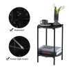 2-layer End Stand with Tempered Glass and Marble Tabletop