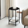2-layer End Stand with Tempered Glass and Marble Tabletop